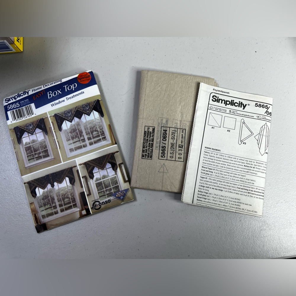 Simplicity 5865 window treatment sewing pattern-NEW-UNCUT inc Spanish info - Picture 4 of 4